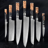 SAKUTO (作東) Japanese Damascus Steel Kitchen Knife Set With Resin Handle