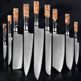 SAKUTO (作東) Japanese Damascus Steel Kitchen Knife Set With Resin Handle
